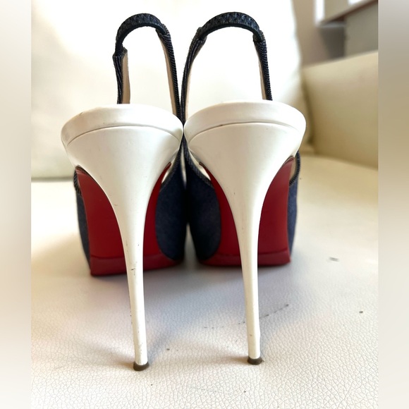 Christian Louboutin denim blue slingback sandals - Picture 10 of 14